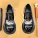 ShoeVault Men's Derby Spring Black Large Leather British Style Niche Commuter Slip-On Casual Trendy Shoes_vogvips.com