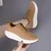 Women's Thick-Soled Casual Sneakers 2025 Spring And Autumn New Korean Style Low-Top Dad Round-Toe Lace-Up Running Shoes_vogvips.com