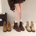 British Style Two-Way Women's Martin Autumn Winter Lace-Up Chunky Heel Thick Sole Short Petite Versatile Boots_vogvips.com