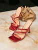 Women's High Heeled Sandals Red Style Fashionable Party Slip On Square Toe High Heeled Shoes Comfortable Simple High Heeled Sandals For Women_vogvips.com