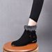 Suede Nubuck Short Round Toe Mid Heel Fleece Lined Autumn Winter Casual Cotton Boots Low Tube Wedge Women_vogvips.com