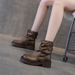 Short Boots British Women's Pleated Knight Boots Thick-soled Pant Tube Boots Women's Pile Student Boots_vogvips.com