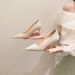 wangjia Wangjia Black High Heels Wo Stiletto Pointed Toe Large Size Shallow Mouth Pumps New Autumn Versatile Leather_vogvips.com