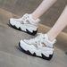 Leather Belt Drill Hollow Dad Shoes Women's Lightweight Inner Height Increase Casual Sports Shoes Platform Sandals_vogvips.com