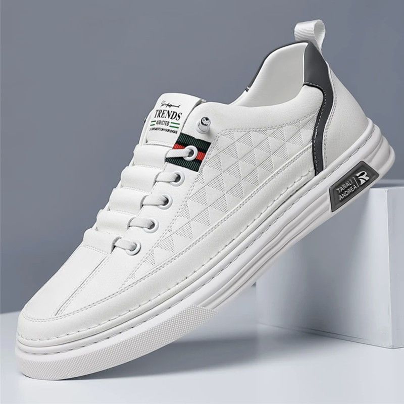 Breathable Men's Casual Sneakers - Lightweight Summer White Shoes For Men, Fashionable Slip-On Loafers With Rubber Sole_vogvips.com