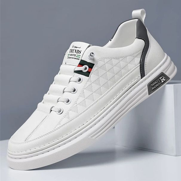Breathable Men's Casual Sneakers - Lightweight Summer White Shoes For Men, Fashionable Slip-On Loafers With Rubber Sole_vogvips.com