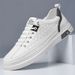 Breathable Men's Casual Sneakers - Lightweight Summer White Shoes For Men, Fashionable Slip-On Loafers With Rubber Sole_vogvips.com