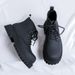 Martin Boots Men's Black High-top Leather Shoes Thick-soled Heightening Medium-top Retro Tooling Short Boots_vogvips.com