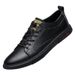 Shallow Mouth Round Head Irst Layer Cowhide Men's Board Shoes Ront Lace-up Lat Heel Casual Men's Shoes Small White Shoes_vogvips.com