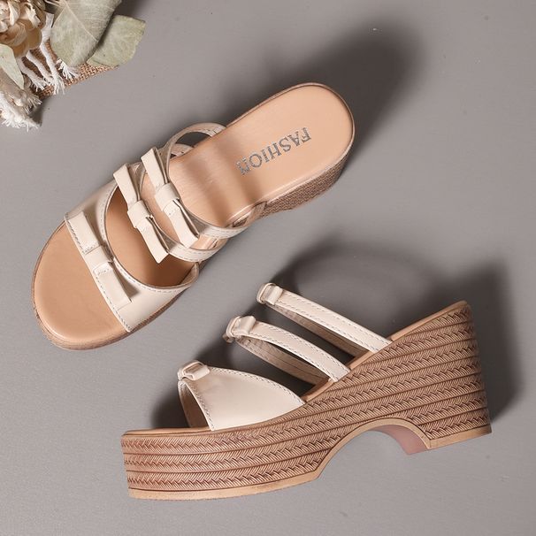 Women's High Heeled Sandals Bow Design Summer Open Toe European American Style Plus Size Platform Sandals_vogvips.com