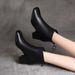 Women's Short Thick Heel Single Fleece-Lined Martin Autumn Winter New Square Toe Mid-Heel With Cotton Snow Boots_vogvips.com