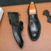 New Fashion Men's Brown Business Casual Loafer Shoes Daily Office Black Buckle Monk Men's Shoes One Foot Cover Banquet Dress Wedding Leather Shoes_vogvips.com