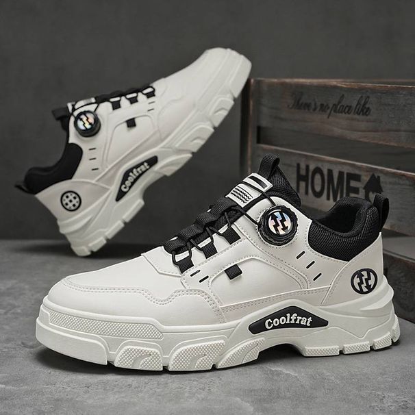 Autumn Men's Shoes 2025 Breathable Work Shoes Fashion Versatile Men's Thick Soled White Sneakers Sports Sneakers_vogvips.com