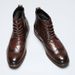Men's Pointed Shoes Front Lace-up Low-heeled Casual Men's Carved Chelsea Boots_vogvips.com