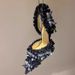 Women's Shoes new pink black and white rhinestone bow decoration lace Lolita closed toe silk high heel sandals_vogvips.com