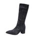 Winter Pointed Toe Knee High Boots For Women Mid Heel Vintage Distressed Denim Chunky Heel Fashion Plus Size In Stock_vogvips.com