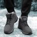M's Winter Sports Snow Boots With Plush Warm Cotton Shoes, Windproof Lace Up Wear-Resistant Outdoor Hiking Shoes For_vogvips.com