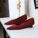 6300 Korean-style Fashionable Low-heeled , Pointed Toe, Shallow V-cut, High-end Suede Professional Wedge Shoes For_vogvips.com