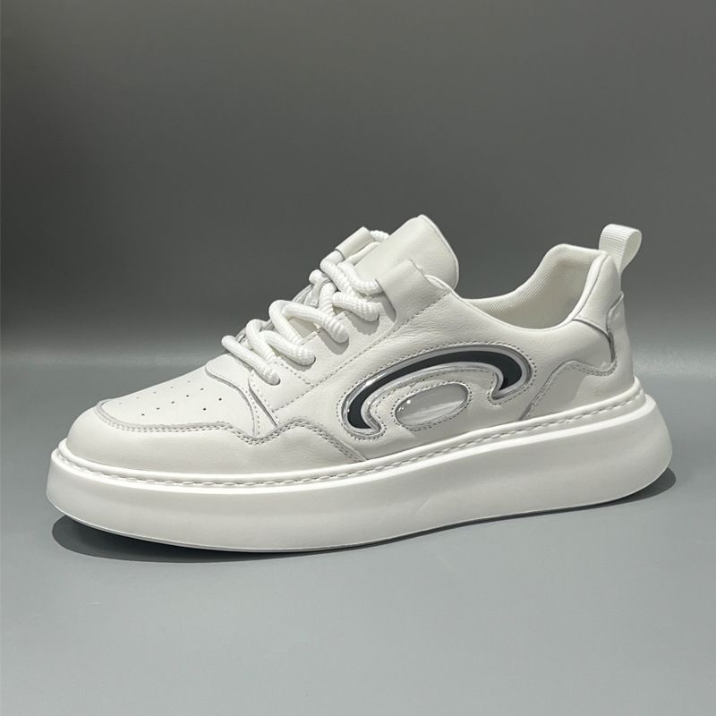 Men's White Sneakers Casual Sports 2024 Summer New Ultra-light Genuine Leather Thick-soled Height-increasing Shoes_vogvips.com