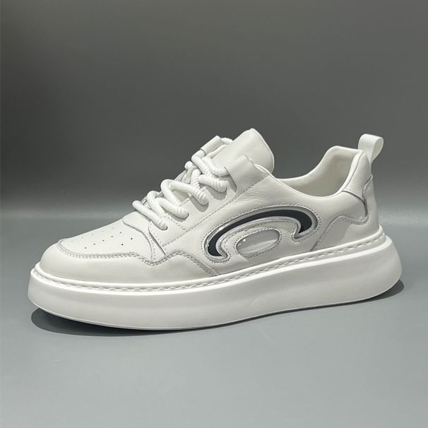 Men's White Sneakers Casual Sports 2024 Summer New Ultra-light Genuine Leather Thick-soled Height-increasing Shoes_vogvips.com