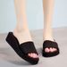 Summer Cool Slippers Women's Black Outer Wear Medium Heel One-word Drag New Non-slip Slope Heel Thick-soled Seaside Vacation Beach Shoes_vogvips.com