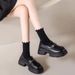 High Quality Thick Sole Chunky Heel Student Leather For Women 2023 Autumn New Versatile French Style Loafers Slip-On Single Shoes Ins_vogvips.com