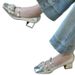 French Rhinestone High-end Fashion Versatile One-piece Mary Jane For Women With Square Toe, Thick Mid Heel, And Shallow_vogvips.com