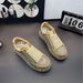 Sneakers With Full Rhinestone Graffiti Design, Casual Shoes With Thick Sole, Breathable Comfortable Round Toe Low-Top Lace-Up Shoes For Walking_vogvips.com