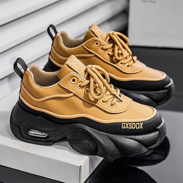 Men's Shoes Spring And Autumn New Leather Versatile Trendy Men's Fashion Trend Sports Leisure Thick Soled Men's Shoes Non Slip Wear Resistant_vogvips.com