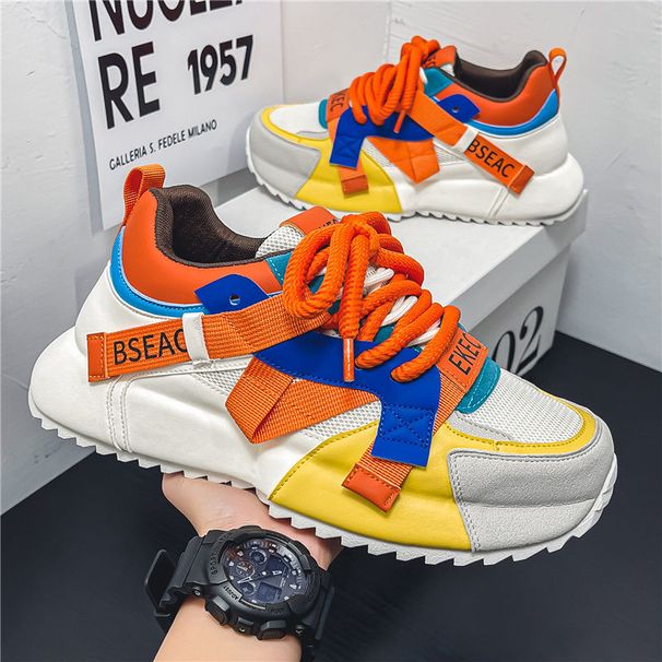 Summer Breathable Mesh Sports Running Casual Men's Thick Sole Heightening 2024 New Dad Trendy Shoes_vogvips.com