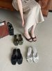 First Encounter Season Wave Point Bowknot Flip-flops Female Summer Wear Large Size Square Head Thick Heel Heel Low Heel Exposed Toe Cool_vogvips.com