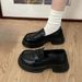 wangjia Wangjia Round Toe Thick Sole Women S Black College Loafers Versatile British Style Formal JK Shoes_vogvips.com