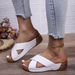 New Women's Sandals Cross Wedge Heel Thick Sole Simple Casual Outside To Wear Slippers_vogvips.com