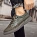 Round Head Shallow Mouth Breathable Casual Board Shoes Two-layer Cowhide Sewing Sole Wear-resistant And Durable Men's Sports Small Leather Shoes_vogvips.com