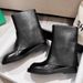 Women's Shoes Star Style Genuine Leather Flat Boots, Martin Boots, Trouser Leg Mid Tube Boots For Women, Slim Leg Knight Boots, One Step Fashion Short_vogvips.com