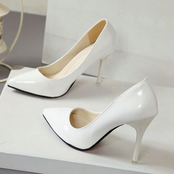 SHLIANG New Solid Color Pumps Women High Female Fashion Patent Leather Sexy Pointed Toe Thin Heel Wedding Shoes Size_vogvips.com