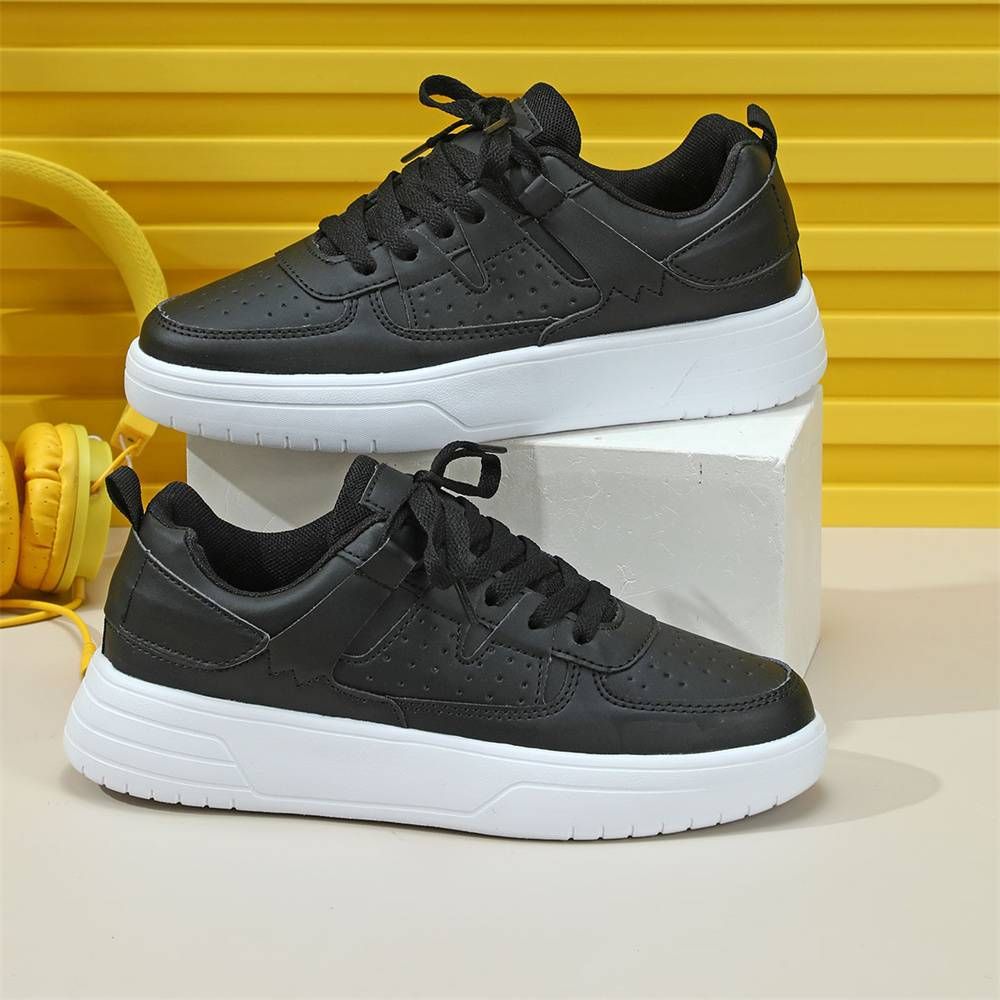 2025 Fashion Sneakers Small White Shoes Women Men's Artificial PU Splicing Low Top Lace-Up Breathable Non-Slip Running Shoes 35-45_vogvips.com