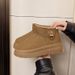 Women's Shoes New Comfortable Retro Thick Soled Short Snow Boots For Women, Fleece Lined Warm Slip On, Northeastern Style Cotton Shoes_vogvips.com