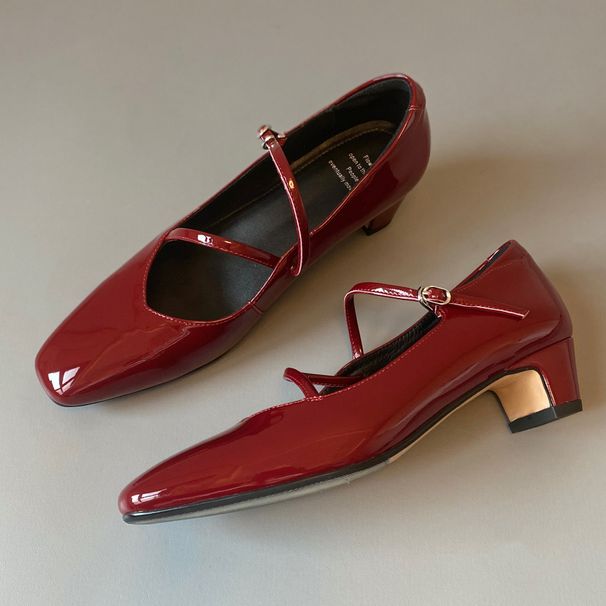2026 French Style Single-toe Women's 2026 New Model Elegant Square-toe Leather Shoes, Mary Jane Shoes_vogvips.com