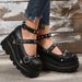 Thick-Soled Black Platform Wedge High Heel Heart Buckle Strap Women's Single Japanese Sweet Princess Shoes_vogvips.com