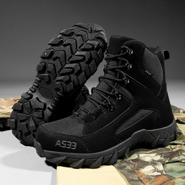 Outdoor Hiking Shoes, Large Size High Top Combat Boots With Plush Tactical Boots, Outdoor Casual Shoes_vogvips.com