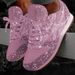 Women Casual Glitter Mesh Flat Ladies Sequin Vulcanized Lace Up Sneakers Outdoor Sport Running Shoes_vogvips.com