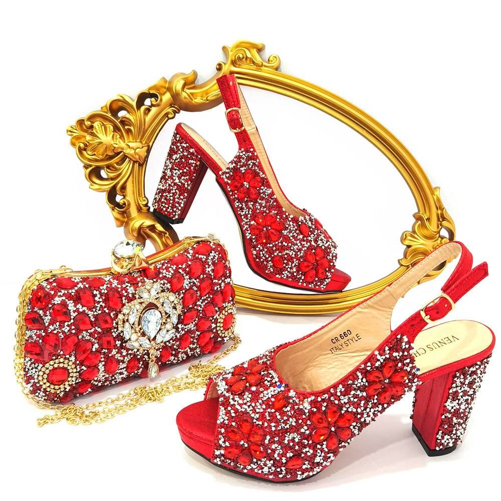 Sparkling Stone Embellished Peep-Toe Heels - Backless High Heels Matching Wallet Set (Evening Glam Collection)_vogvips.com