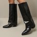 Women's Retro Style Over The Knee Boots Black Chunky Heel Tall Western Riding New Style_vogvips.com