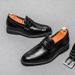 Fashionable casual Inner height increasing leather shoes men's outer wear slip-on business lazy shoes retro solid color pointed single-layer shoes_vogvips.com