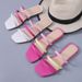 2026 Summer New Square Head Flat Bottom Woven Hollow Slippers Women's Large Size Color Matching Outside Wearing Beach Cool Slippers_vogvips.com