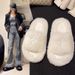 Chic Faux Fur Cloud Slides For Women - Ultra-Soft Plush Indoor Outdoor Open Toe Bedroom Slippers_vogvips.com