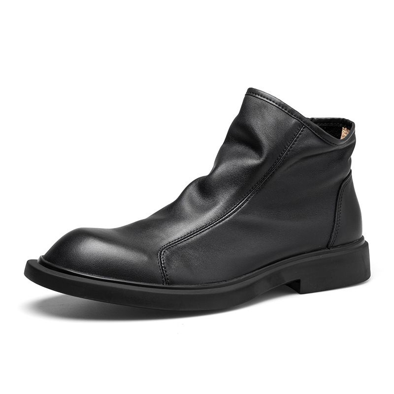 European Warm Series Straight British Style Men's Trendy Martin High-top Fleece-lined Leather Boots Casual Shoes_vogvips.com