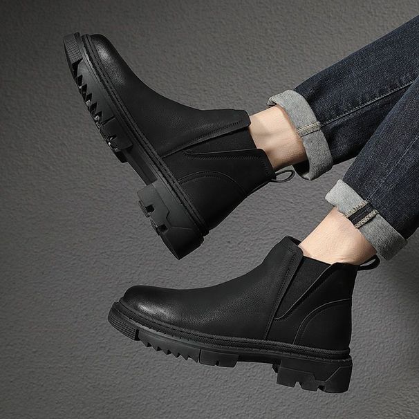 Chelsea Martin Boots Men's Casual High-top Leather Shoes Ins Low-top Medium Boots Trendy Leather Short Boots_vogvips.com