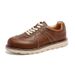 ShoeVault Men's Training Thick British Style Student School Campus Leather Derby Oxford White Sole Lace-up Trendy Shoes_vogvips.com
